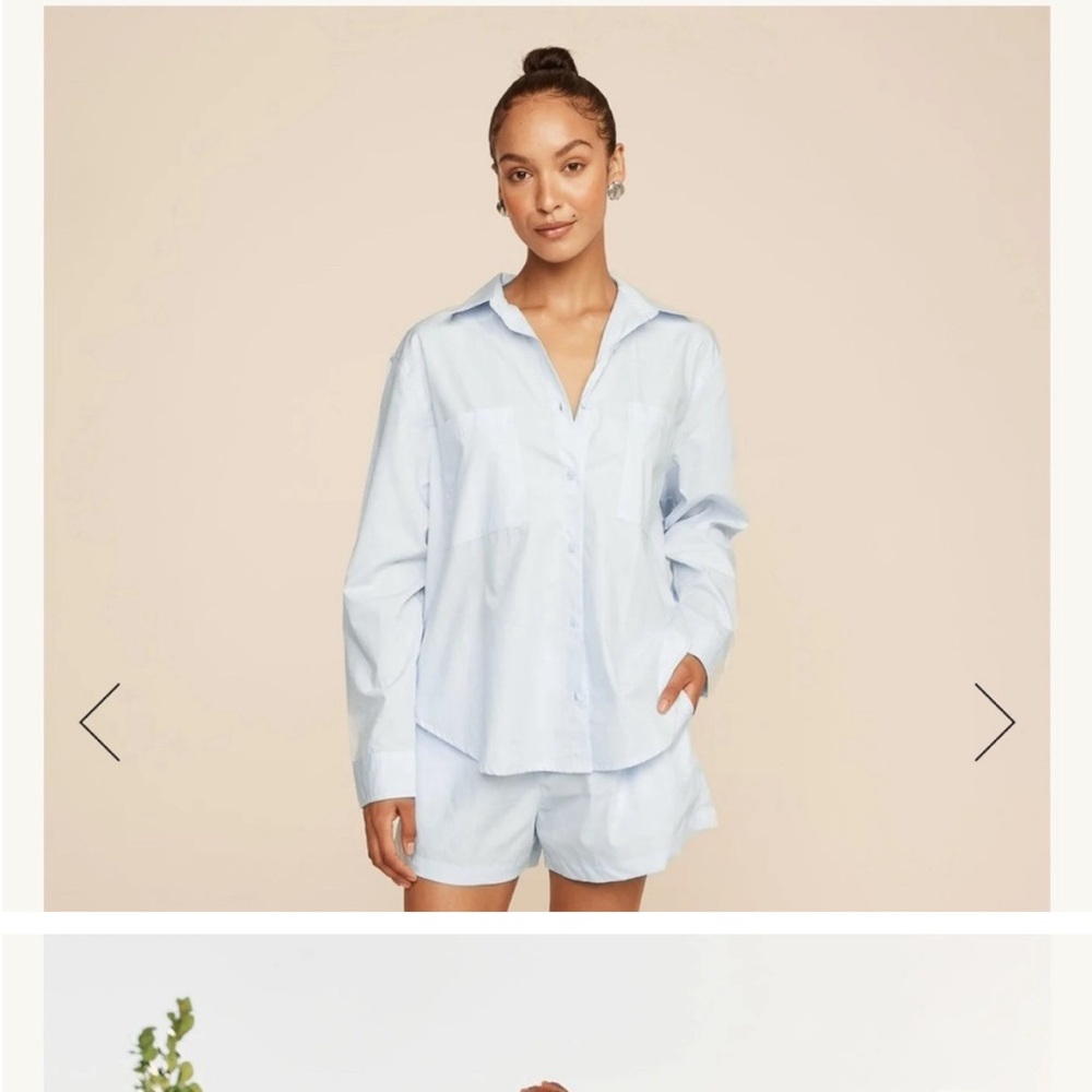 Light Blue Button-Up Shirt and Shorts Set